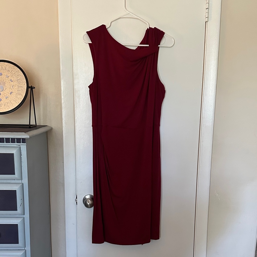 Ann Taylor One Shoulder Dress in Rich Burgundy
